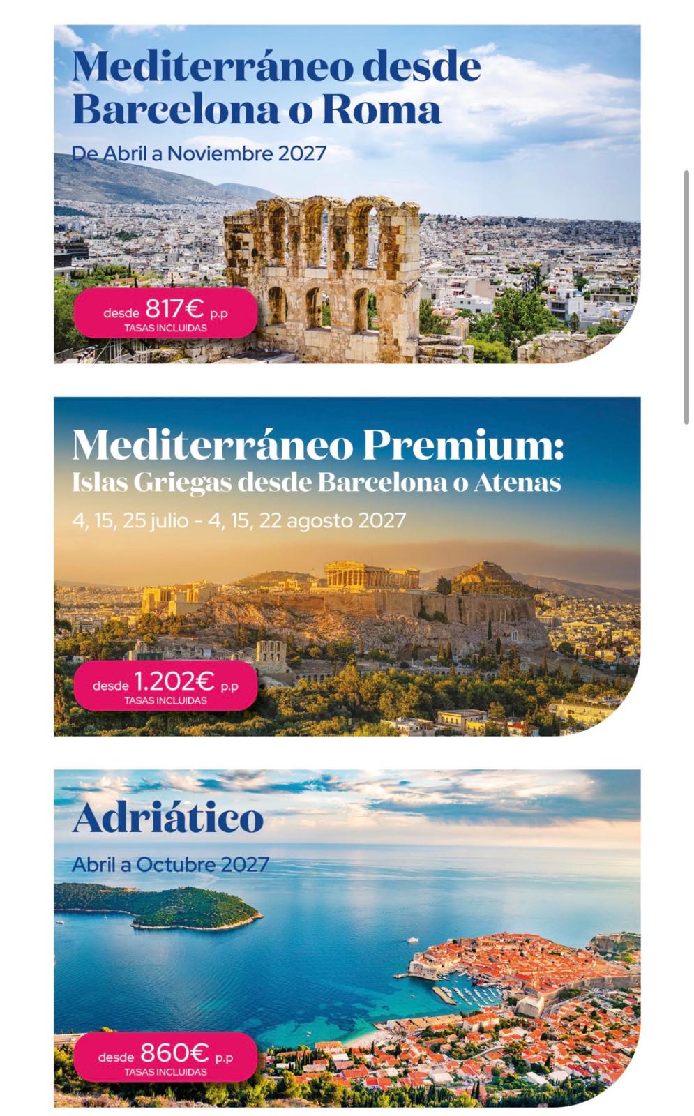 Cruceros Mediterraneo 2027